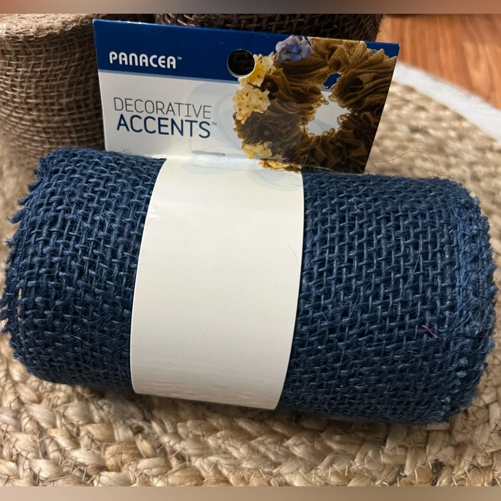 Burlap Ribbon Set - Green, Tan, Brown, Purple, Blue - 6 pieces